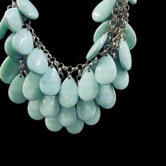 Mint Green Teardrop Statement Necklace Chunky Bib Layered Boho Chic Jewelry - Picture 2 of 7